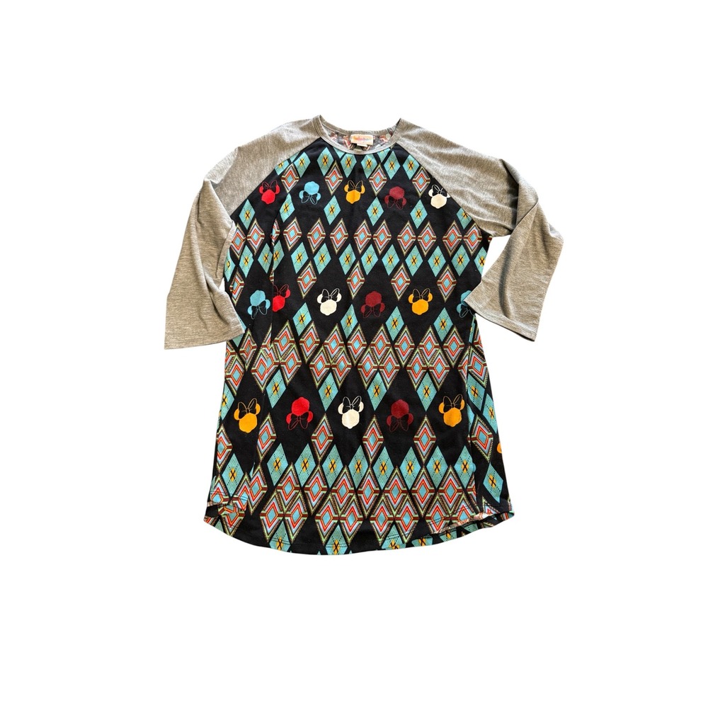 LuLaRoe‎ Disney Randy Tee Small Minnie Mouse Diamond Geometric Raglan 3/4 Sleeve